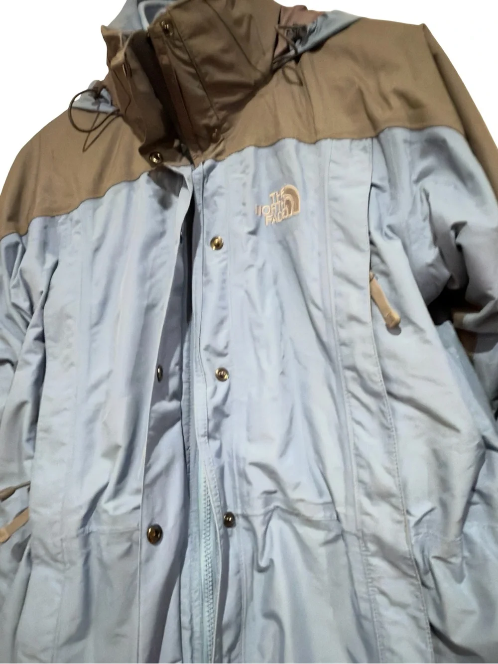 The North Face Men's Dusty Blue and Gray Hooded Rain Jacket